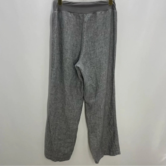 Coldwater Creek Linen High Rise Wide Leg Charcoal Pull On pants - Picture 7 of 12